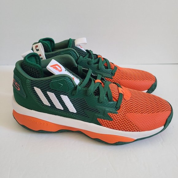 NEW Adidas Dame 8 Miami Hurricanes Basketball Shoes GZ9712 Size 8 Green - Picture 3 of 7